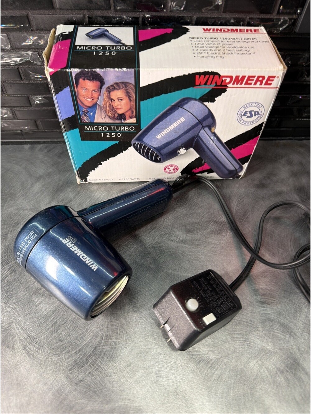 Vintage Windmere Micro Turbo 1250 Travel Hair Dryer MP-12A/303 Dual Voltage NWB